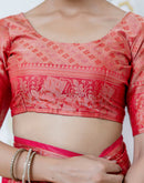 Light Red Chanderi Woven Banarasi Saree