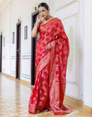 Light Red Chanderi Woven Banarasi Saree