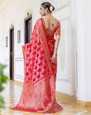 Light Red Chanderi Woven Banarasi Saree