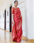 Light Red Chanderi Woven Banarasi Saree