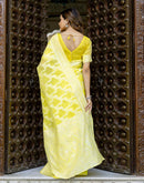 Bright Yellow Cotton Woven Saree