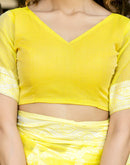 Bright Yellow Cotton Woven Saree