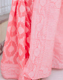 Coral Pink Cotton Woven Saree