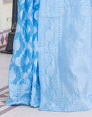 Dusty Blue Cotton Woven Saree