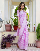Deep Lavender Cotton Woven Saree