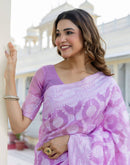 Deep Lavender Cotton Woven Saree