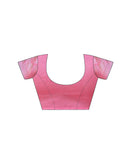 Bright Pink Cotton Woven Saree