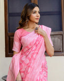 Bright Pink Cotton Woven Saree