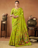 Lime Green Silk Woven Paithani Saree