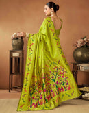 Lime Green Silk Woven Paithani Saree
