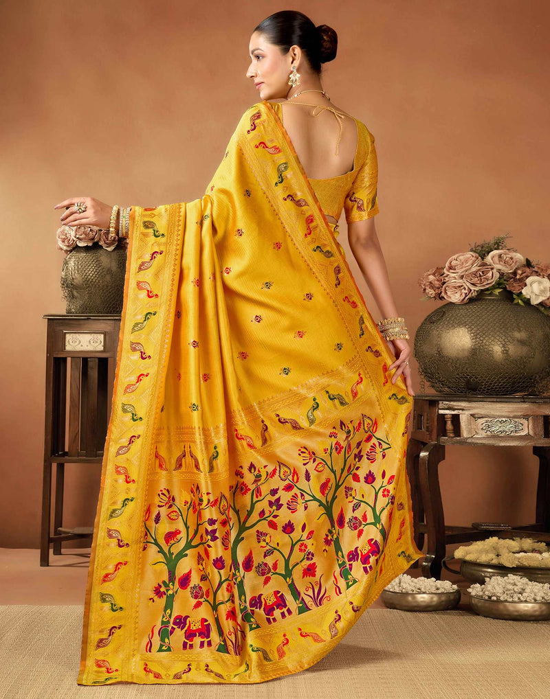 Yellow Silk Woven Paithani Saree