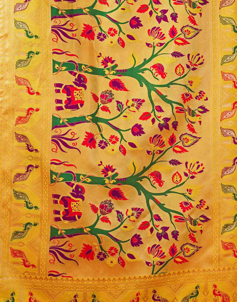 Yellow Silk Woven Paithani Saree