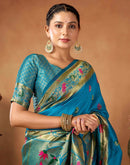 Peacock Blue Silk Woven Paithani Saree