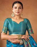 Peacock Blue Silk Woven Paithani Saree