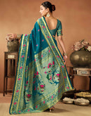 Teal Blue Silk Woven Paithani Saree