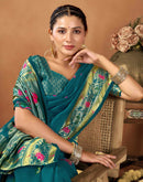 Teal Blue Silk Woven Paithani Saree