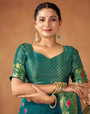 Teal Blue Silk Woven Paithani Saree