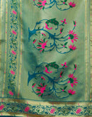 Teal Blue Silk Woven Paithani Saree