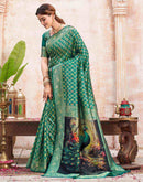 Teal Green Silk Woven Banarasi Saree