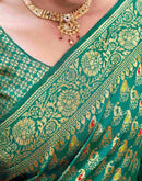 Teal Green Silk Woven Banarasi Saree