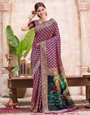 Dark Purple Silk Woven Banarasi Saree