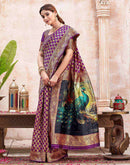 Dark Purple Silk Woven Banarasi Saree