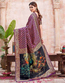 Dark Purple Silk Woven Banarasi Saree