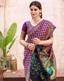 Dark Purple Silk Woven Banarasi Saree