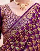 Dark Purple Silk Woven Banarasi Saree