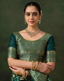 Sea Green Silk Woven Banarasi Saree