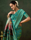 Teal Green Silk Woven Banarasi Saree