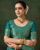 Teal Green Silk Woven Banarasi Saree
