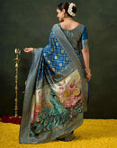 Rama Blue Silk Woven Banarasi Saree