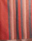 Brown Cotton Linen Printed Saree