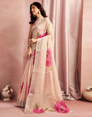 Ceam Cotton Linen Floral Printed Saree