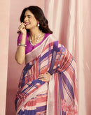 Rani Pink Cotton Linen Printed Saree