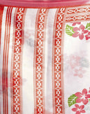 White Cotton Linen Floral Printed Saree