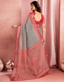 Beige Cotton Linen Printed Saree