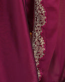 Purple Silk Embroidery Lace Saree