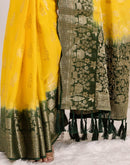 Yellow Chiffon Woven Saree