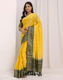Yellow Chiffon Woven Saree