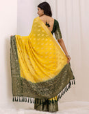Yellow Chiffon Woven Saree