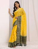 Yellow Chiffon Woven Saree