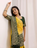 Yellow Chiffon Woven Saree