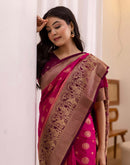 Rani Pink Silk Woven Kanjivaram Saree