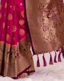Rani Pink Silk Woven Kanjivaram Saree