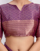 Dark Purple Silk Woven Kanjivaram Saree