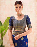 Blue Silk Woven Banarasi Saree