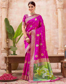 Rani Pink Silk Woven Banarasi Saree
