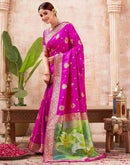 Rani Pink Silk Woven Banarasi Saree